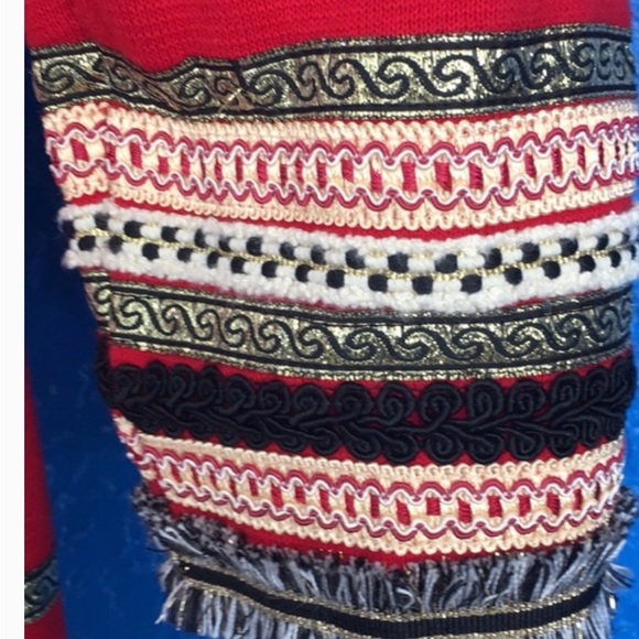 Chico’s 3 Cherry Red Reba Embellished Duster Cardigan XL - Picture 7 of 10